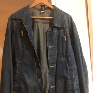 DIESEL DENIM JACKET / MENS / XL / BLUE DENIM W/ RED STITCHING